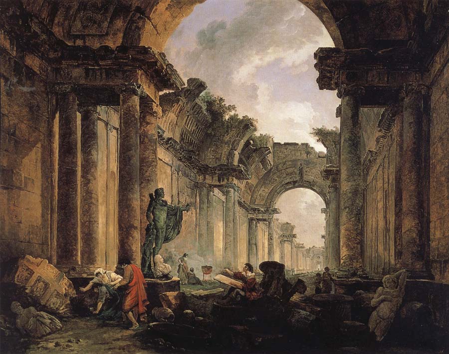 Imaginary View of the Grande Galerie in the Louvre in Ruins